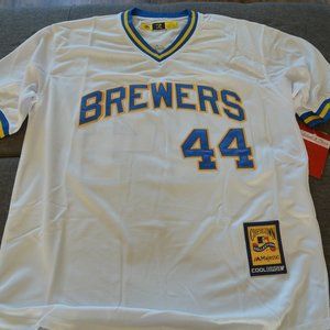 Brand NEW #44 Hank Aaron Milwaukee Brewers Jersey Size Men's X-Large
